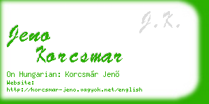 jeno korcsmar business card
